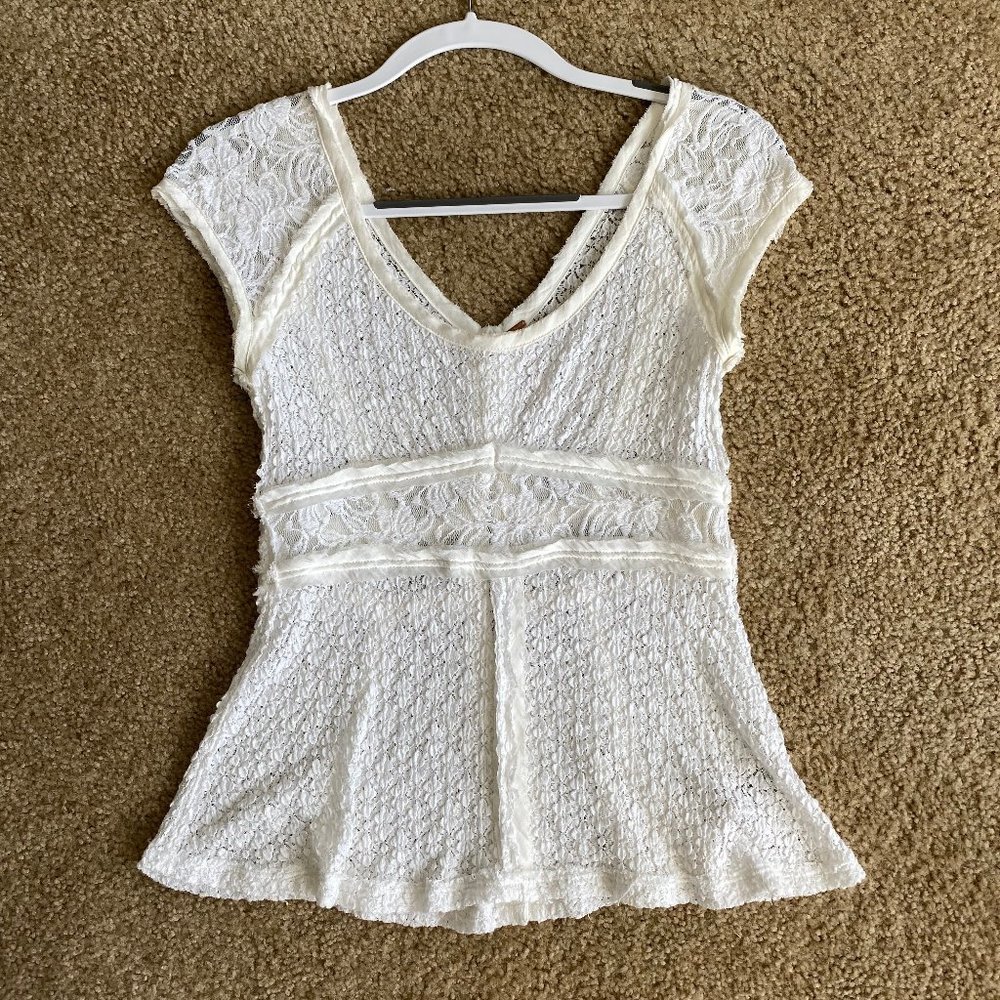 Free People White Lace Top